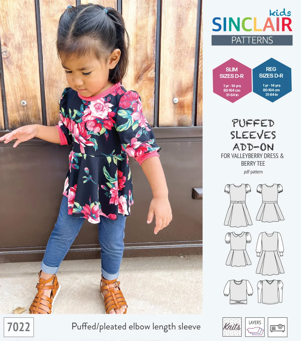 ADD-ON Puffed Sleeves add-on pack for Valleyberry dress and Berry tee other compatible patterns for children (PDF)