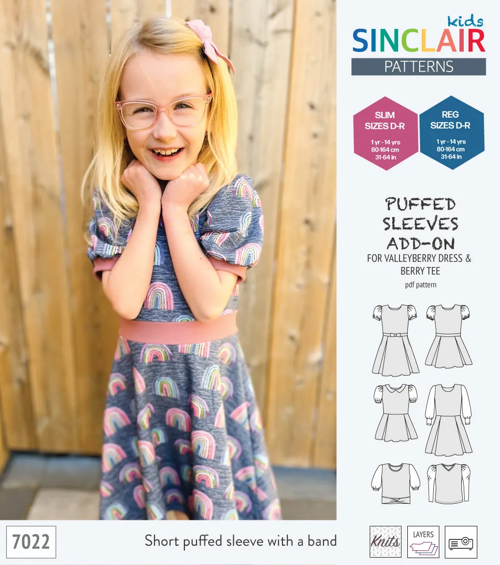 ADD-ON Puffed Sleeves add-on pack for Valleyberry dress and Berry tee other compatible patterns for children (PDF)