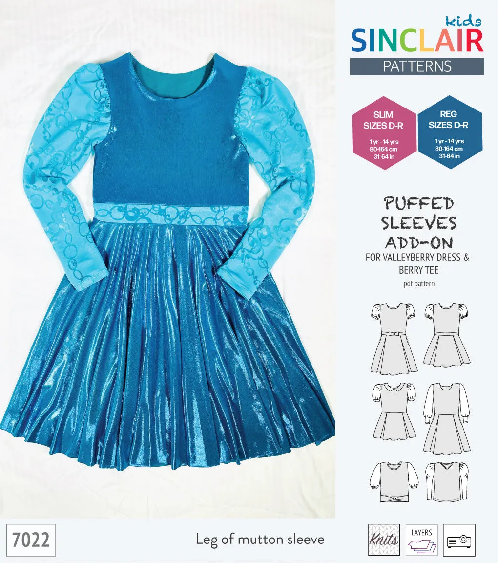 ADD-ON Puffed Sleeves add-on pack for Valleyberry dress and Berry tee other compatible patterns for children (PDF)