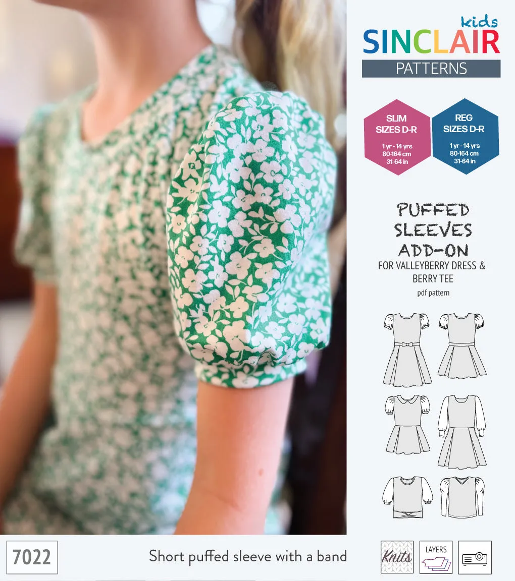 ADD-ON Puffed Sleeves add-on pack for Valleyberry dress and Berry tee other compatible patterns for children (PDF)