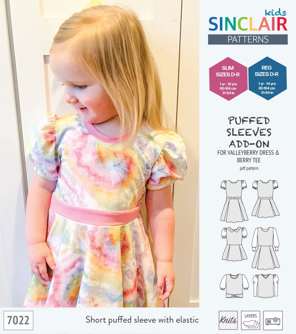 ADD-ON Puffed Sleeves add-on pack for Valleyberry dress and Berry tee other compatible patterns for children (PDF)