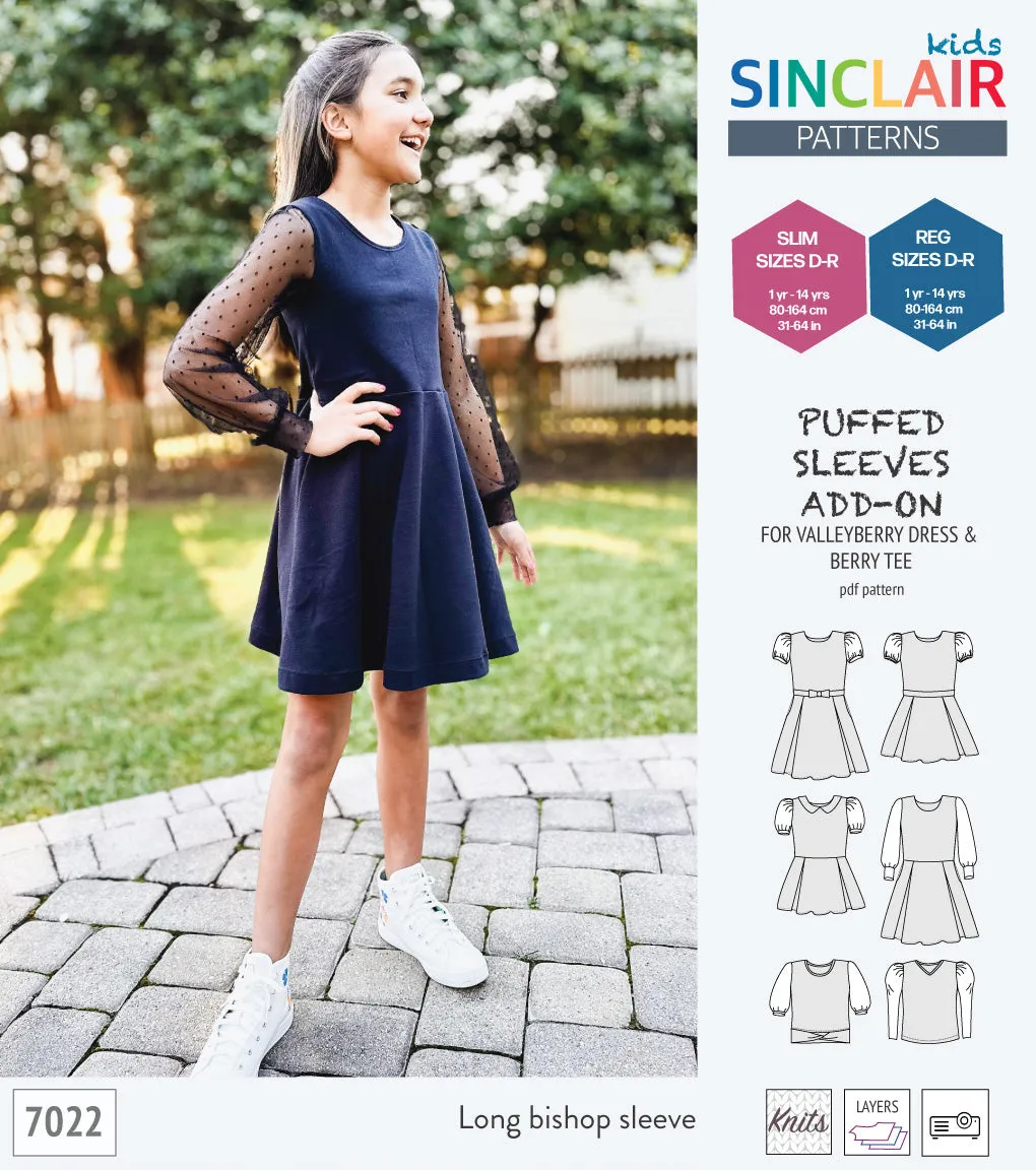 ADD-ON Puffed Sleeves add-on pack for Valleyberry dress and Berry tee other compatible patterns for children (PDF)