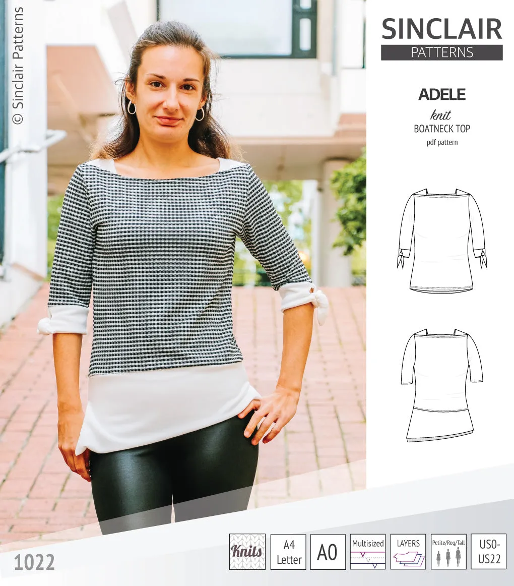 Adele knit boatneck top (PDF)