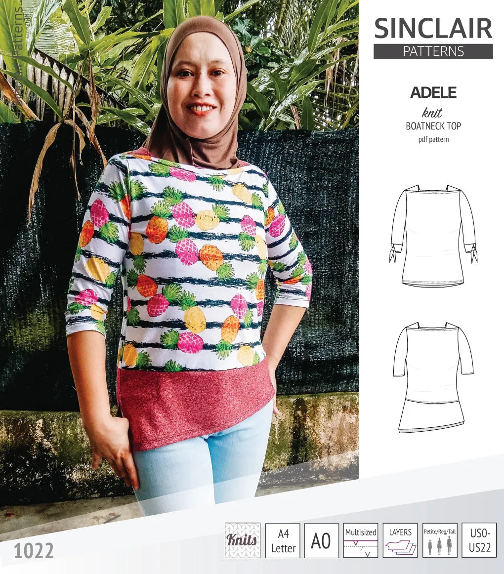 Adele knit boatneck top (PDF)