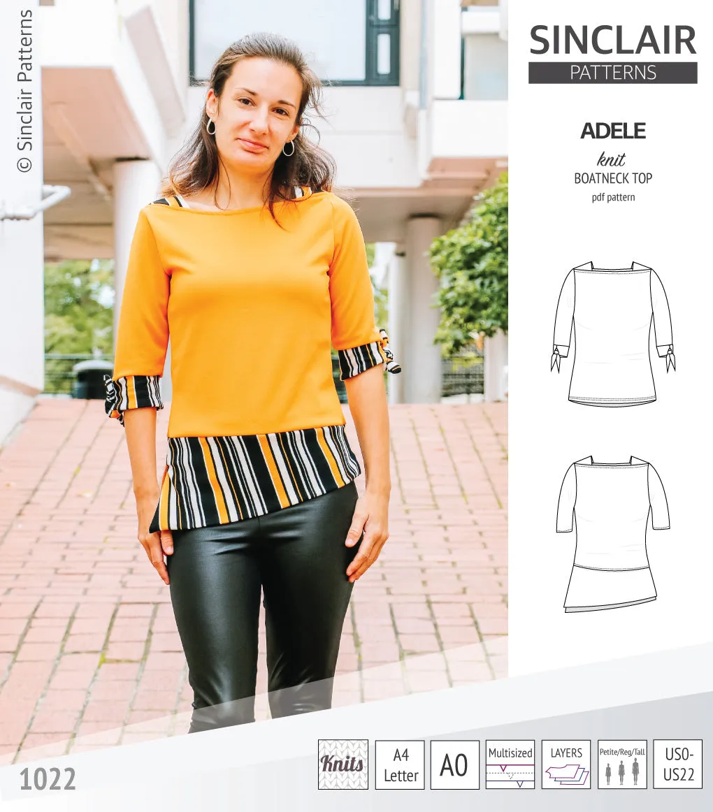 Adele knit boatneck top (PDF)