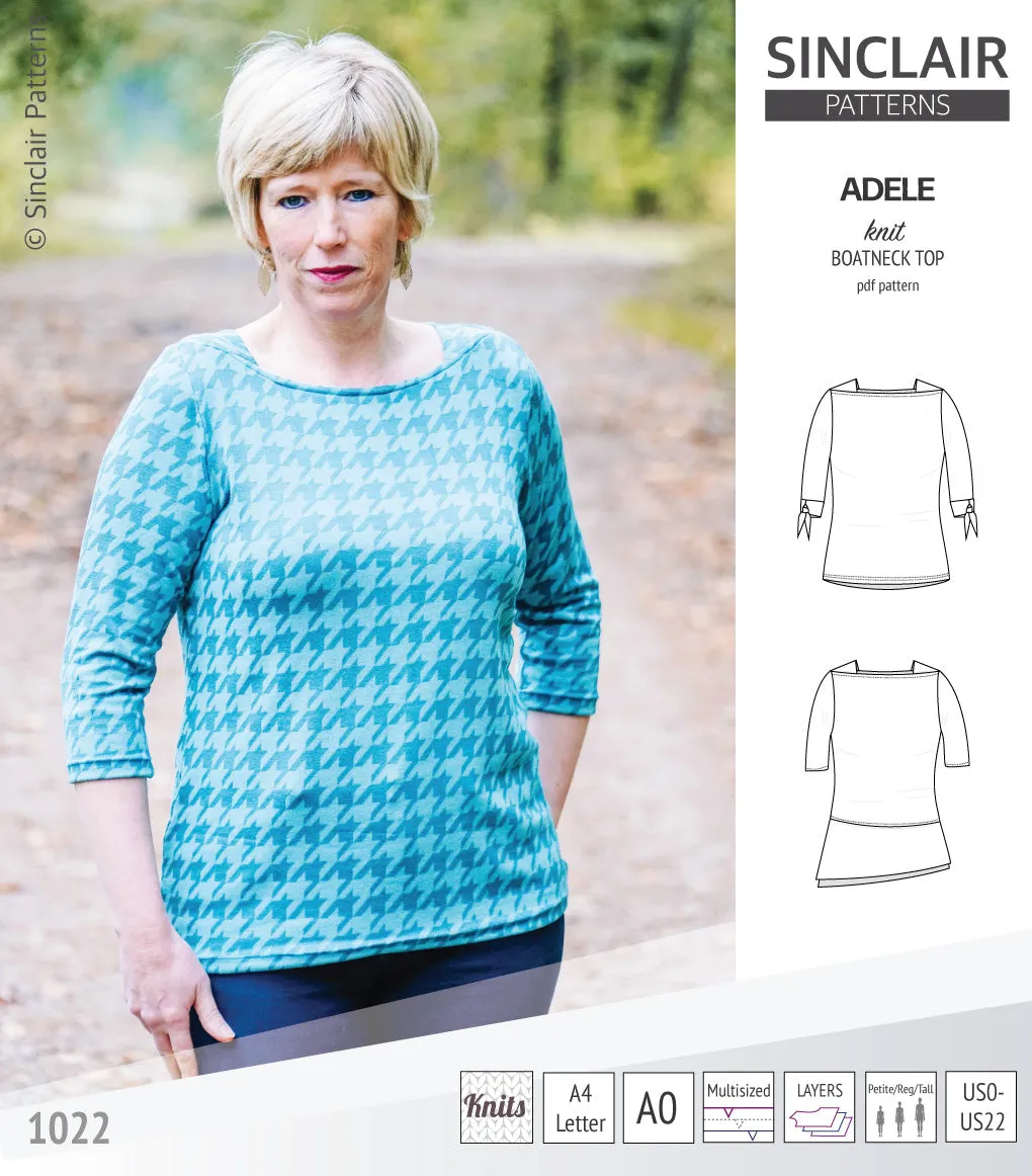 Adele knit boatneck top (PDF)