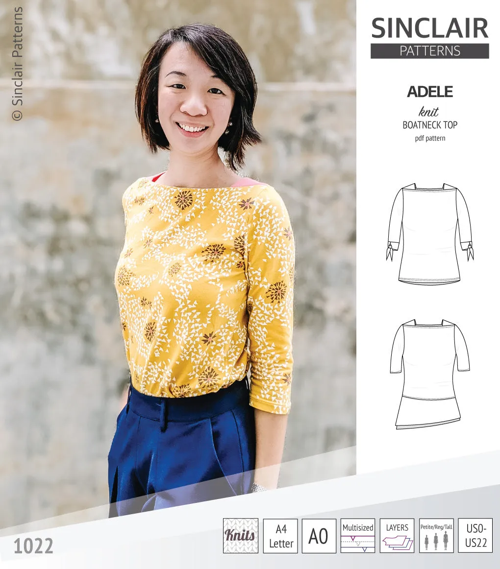 Adele knit boatneck top (PDF)