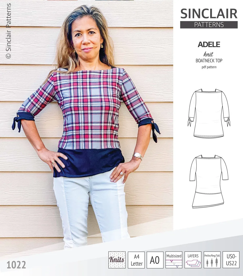 Adele knit boatneck top (PDF)