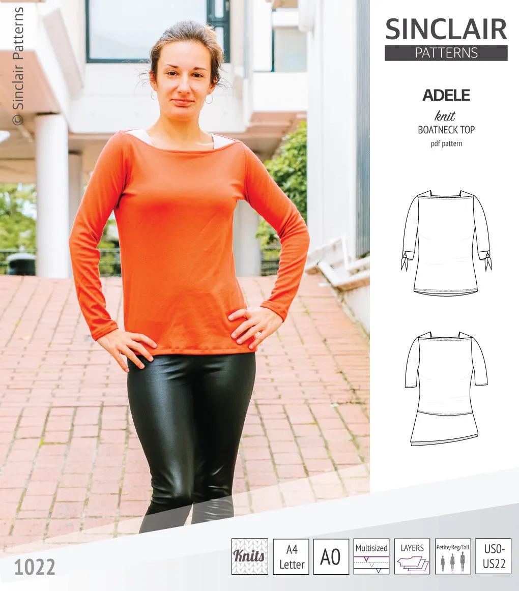 Adele knit boatneck top (PDF)