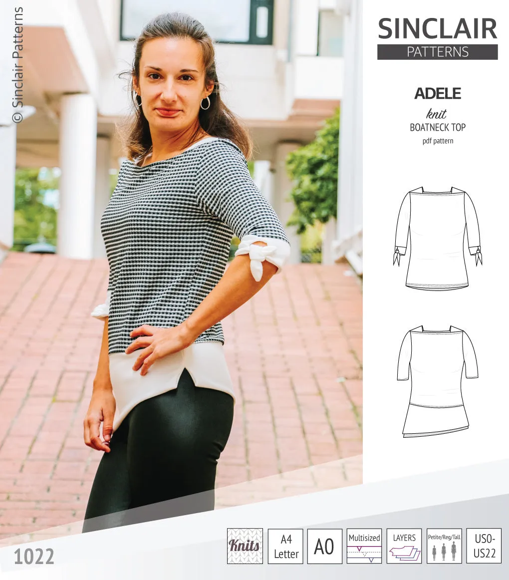 Adele knit boatneck top (PDF)