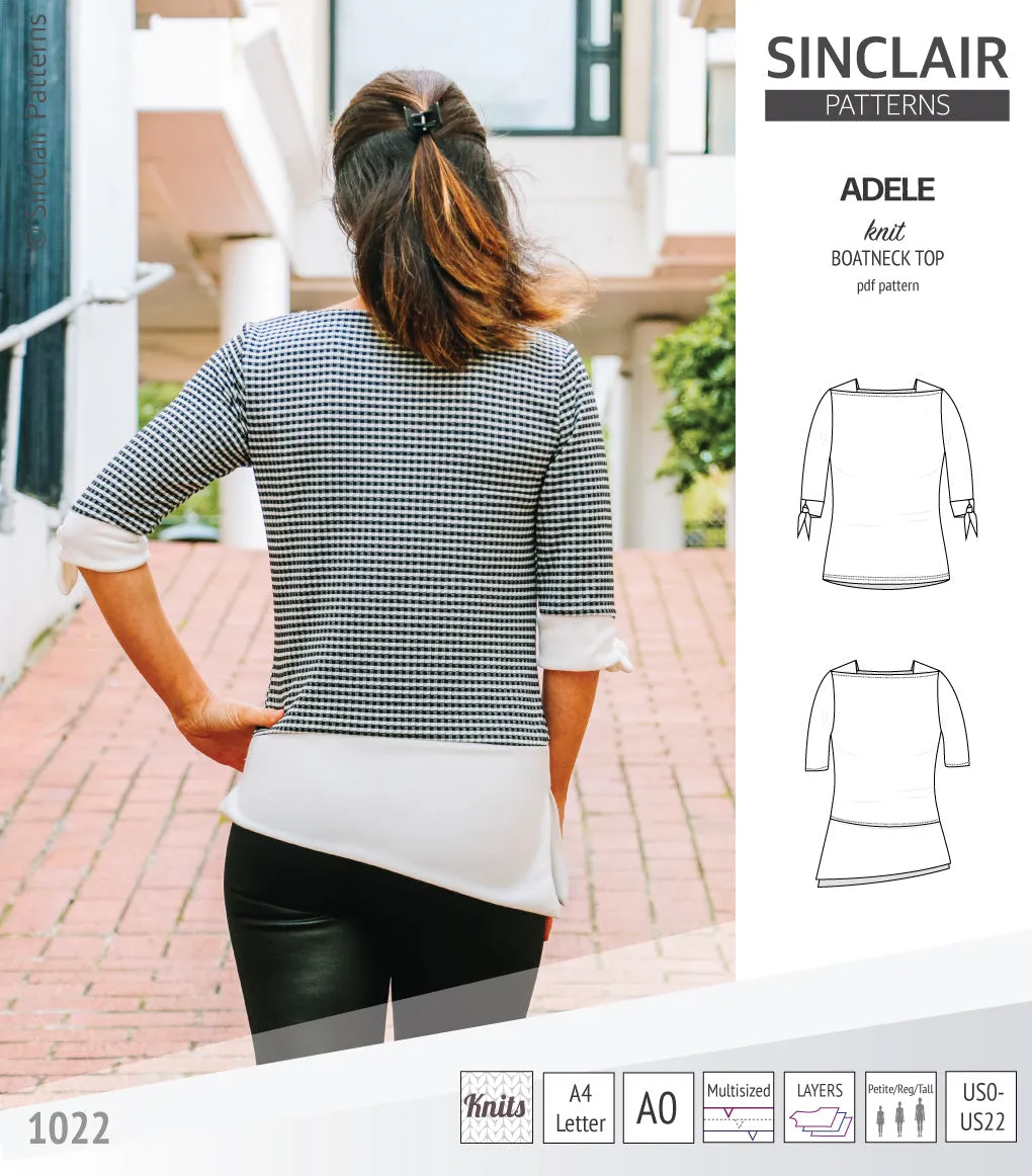 Adele knit boatneck top (PDF)