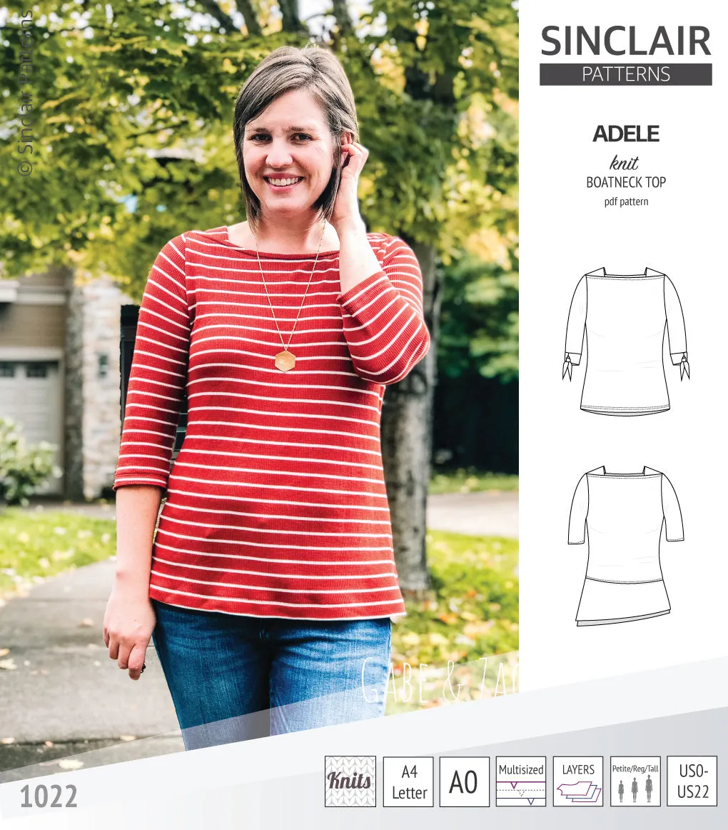 Adele knit boatneck top (PDF)