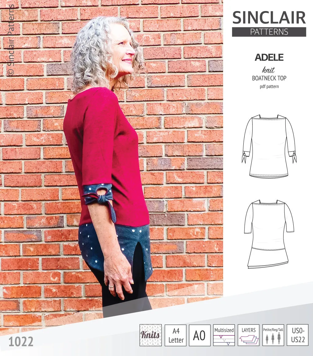 Adele knit boatneck top (PDF)