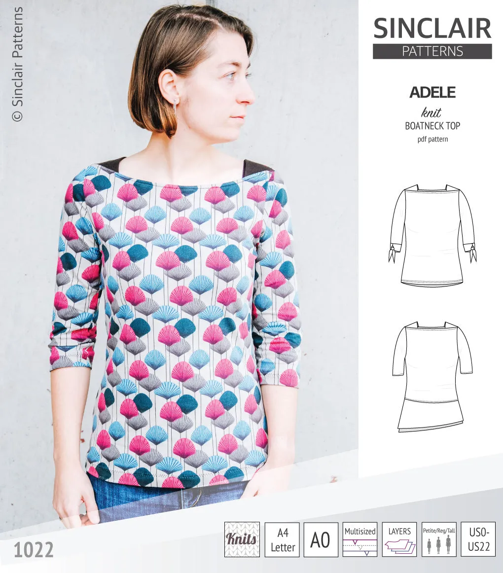 Adele knit boatneck top (PDF)
