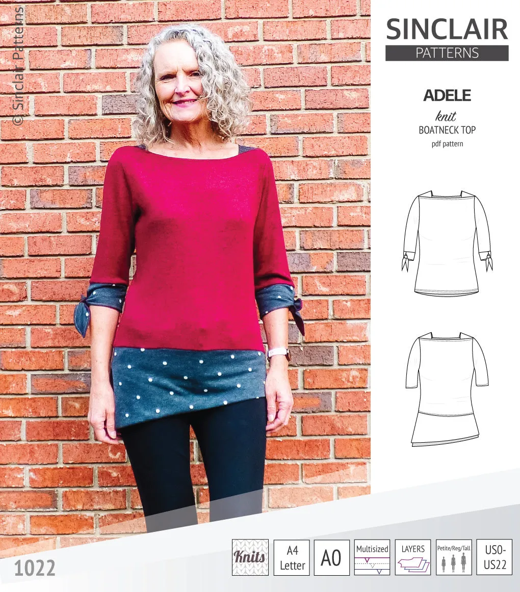 Adele knit boatneck top (PDF)