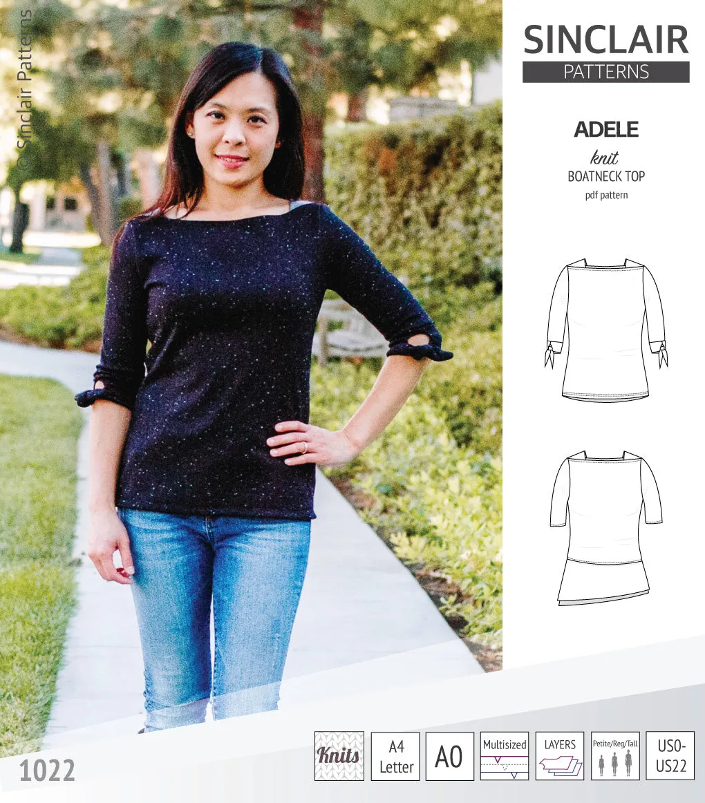 Adele knit boatneck top (PDF)