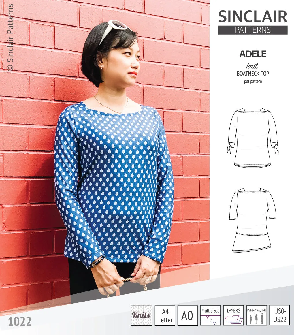 Adele knit boatneck top (PDF)