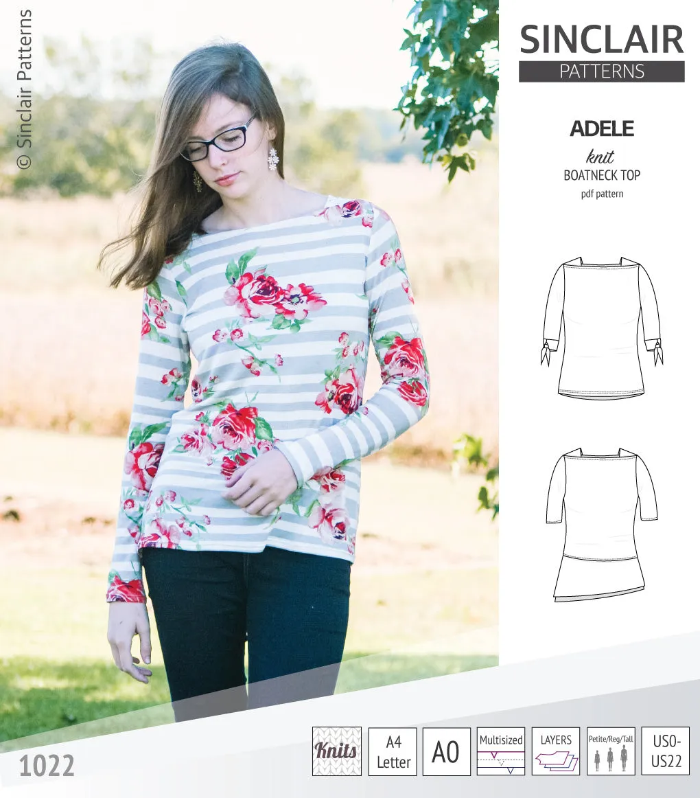 Adele knit boatneck top (PDF)