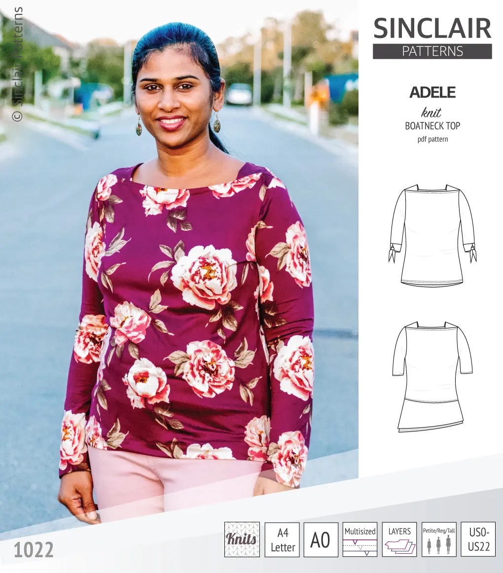 Adele knit boatneck top (PDF)