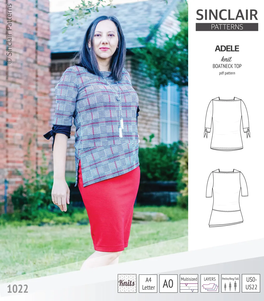 Adele knit boatneck top (PDF)