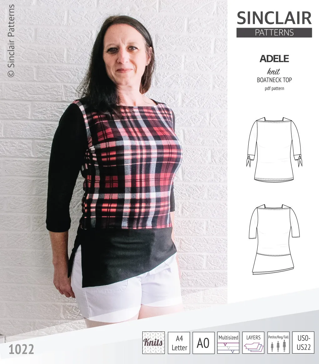 Adele knit boatneck top (PDF)