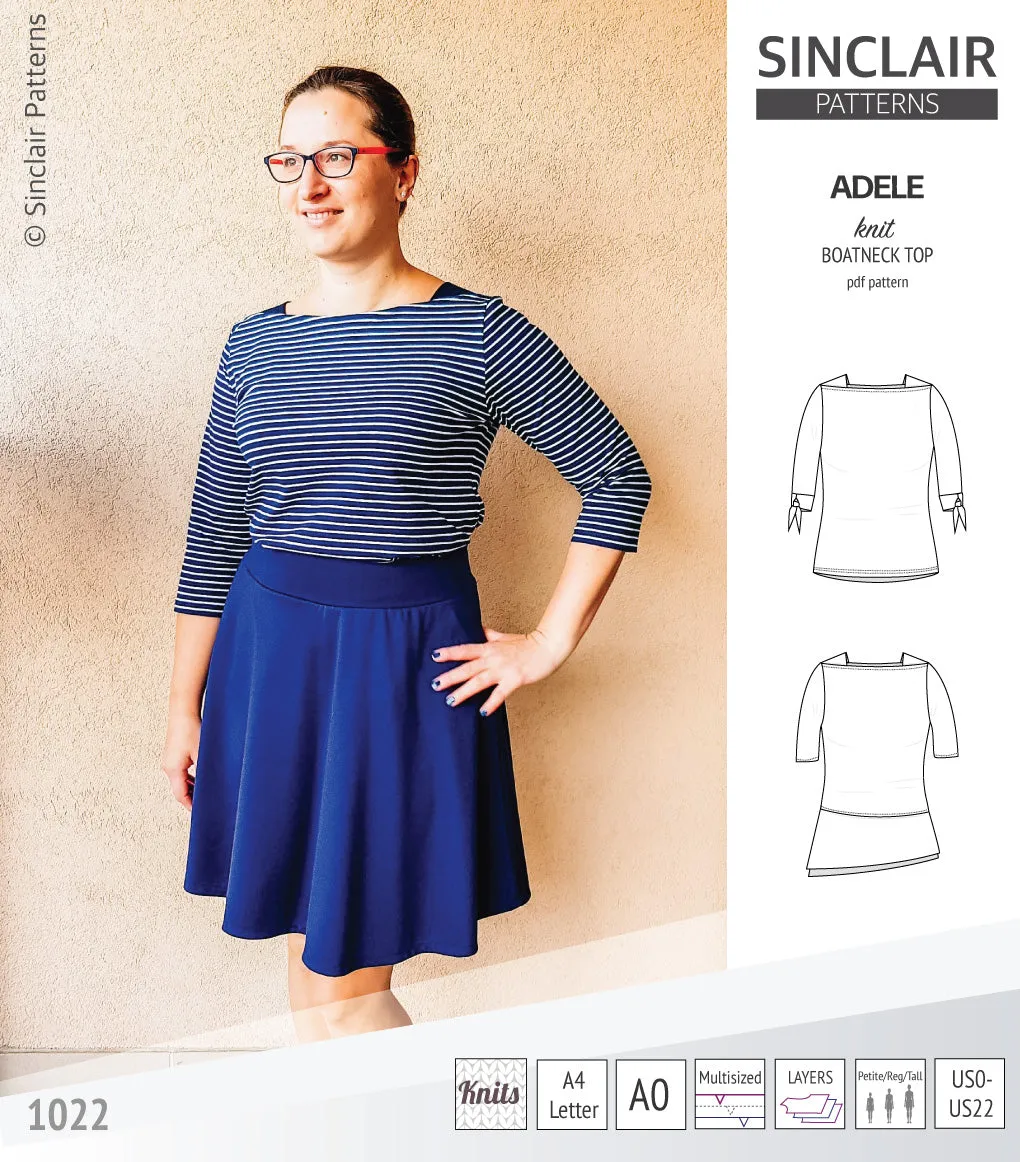 Adele knit boatneck top (PDF)
