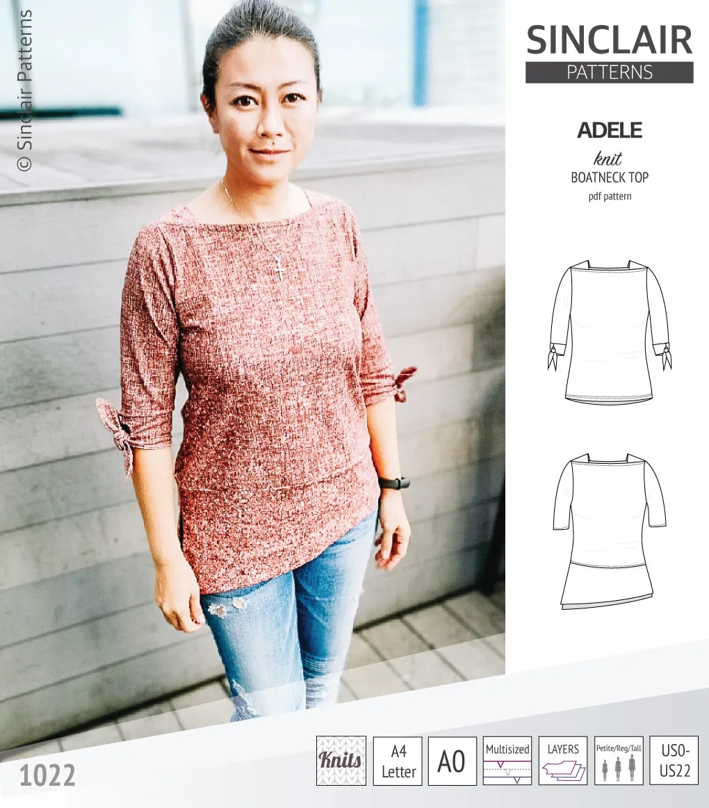 Adele knit boatneck top (PDF)