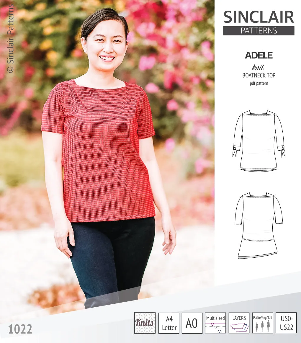 Adele knit boatneck top (PDF)