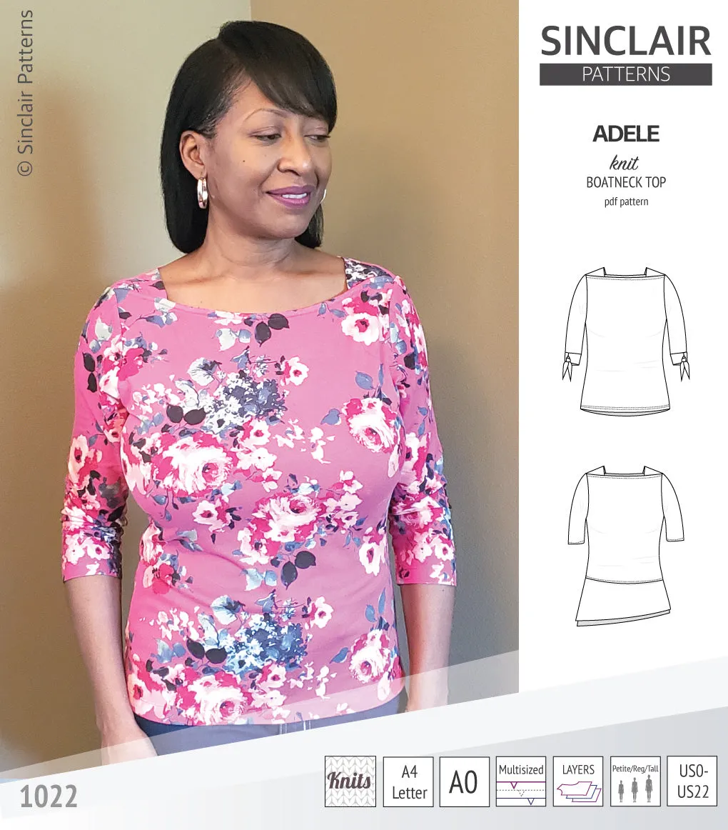 Adele knit boatneck top (PDF)