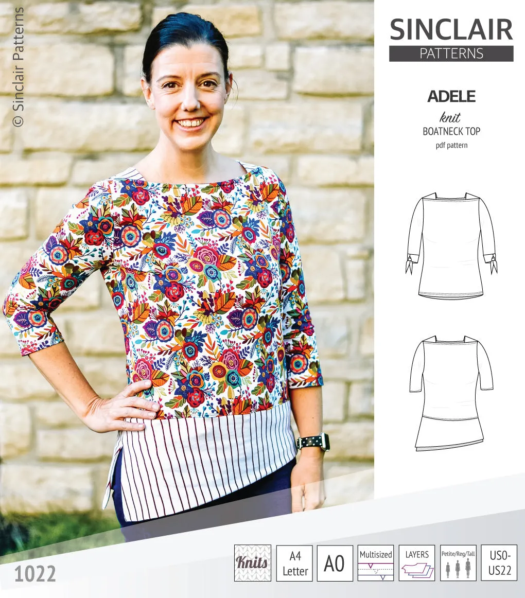 Adele knit boatneck top (PDF)