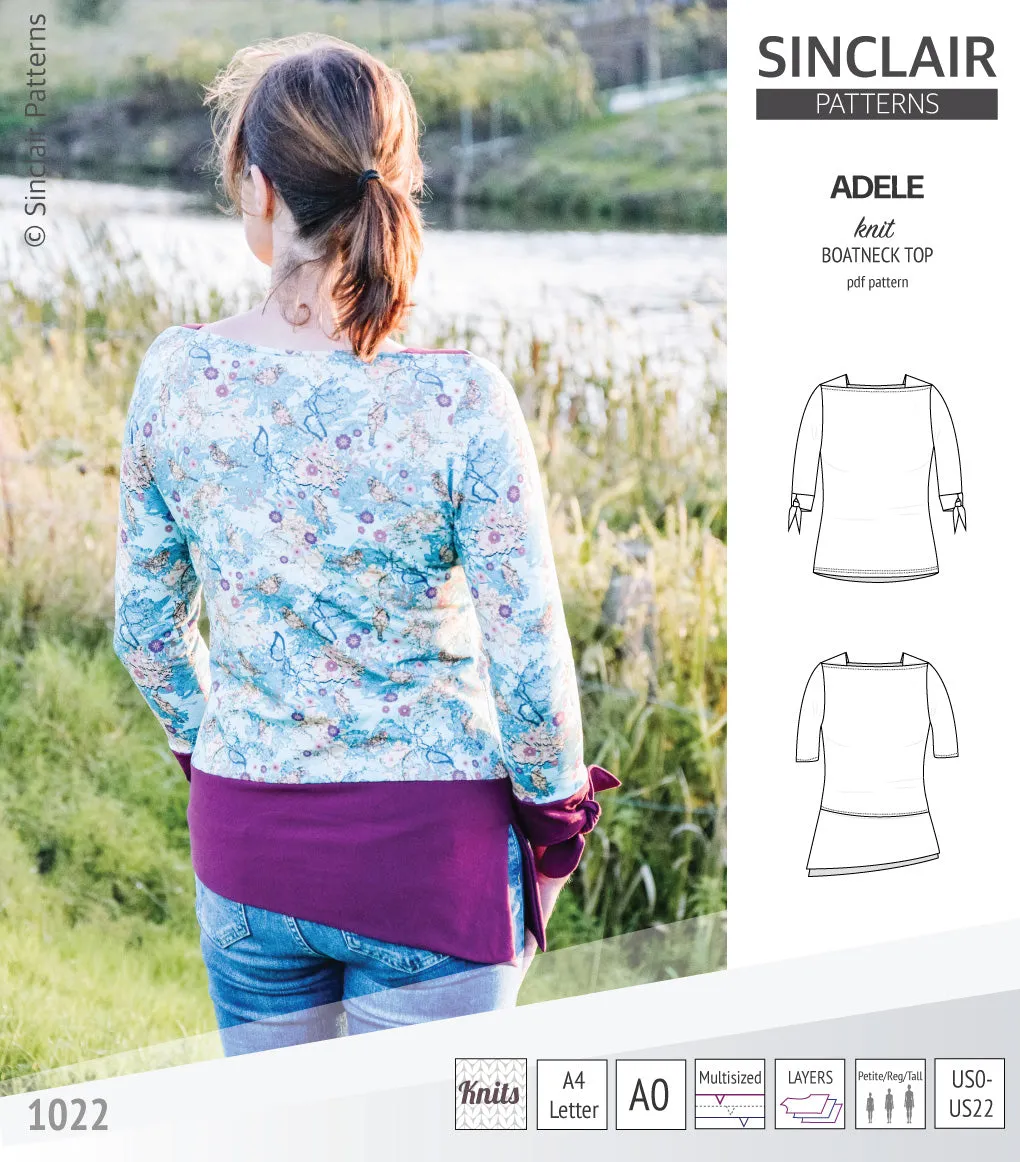 Adele knit boatneck top (PDF)