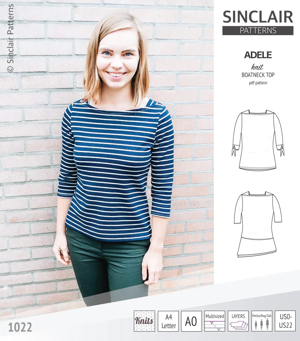 Adele knit boatneck top (PDF)