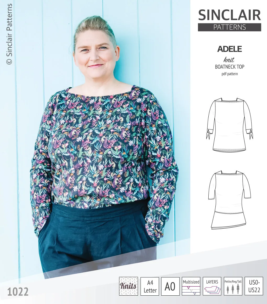 Adele knit boatneck top (PDF)
