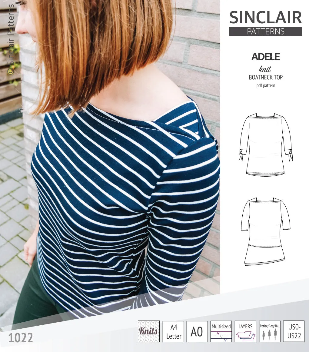 Adele knit boatneck top (PDF)