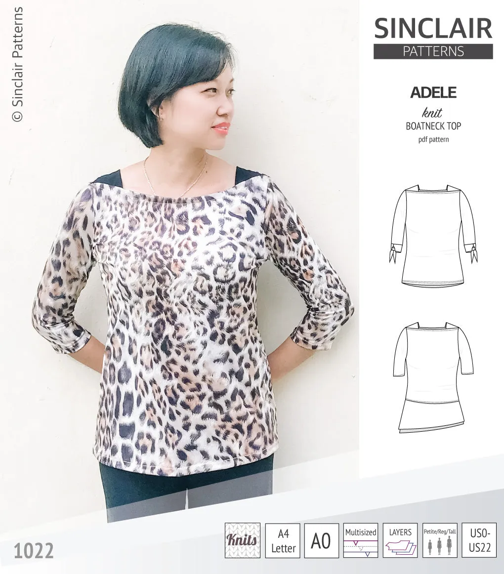 Adele knit boatneck top (PDF)