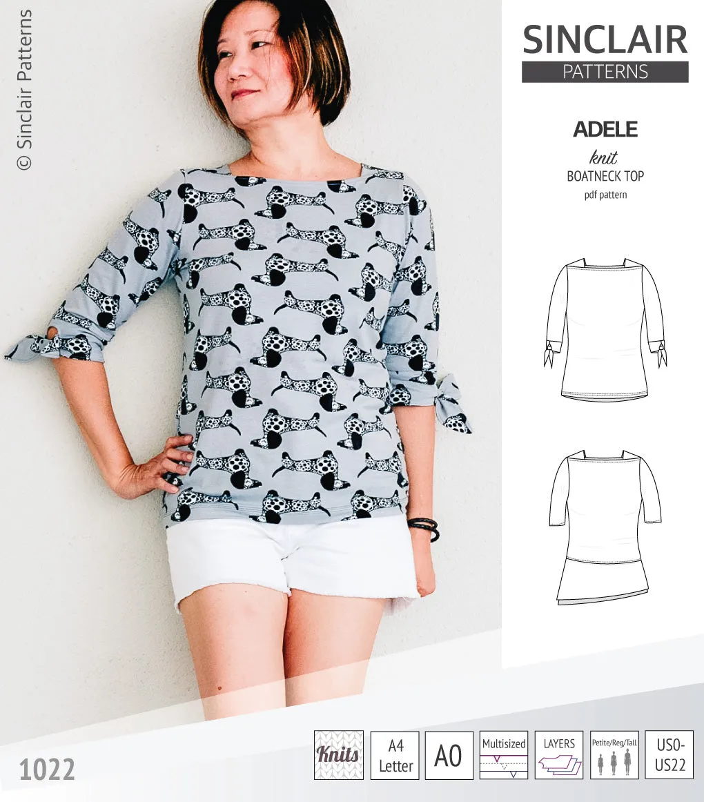 Adele knit boatneck top (PDF)