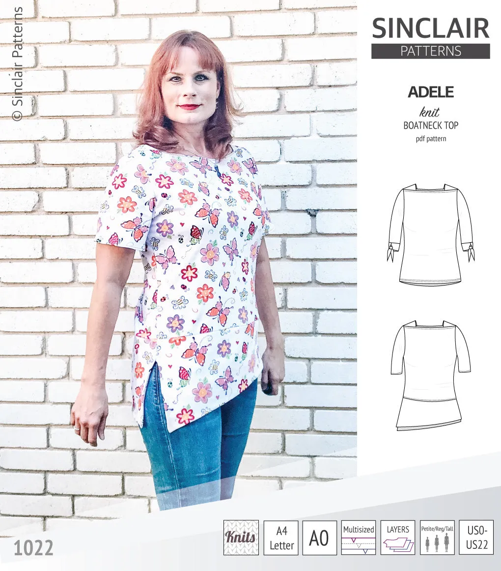 Adele knit boatneck top (PDF)