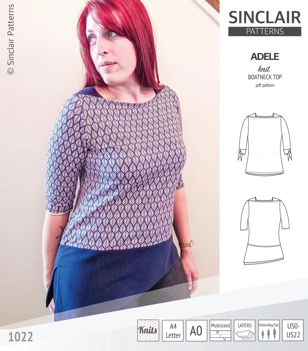 Adele knit boatneck top (PDF)
