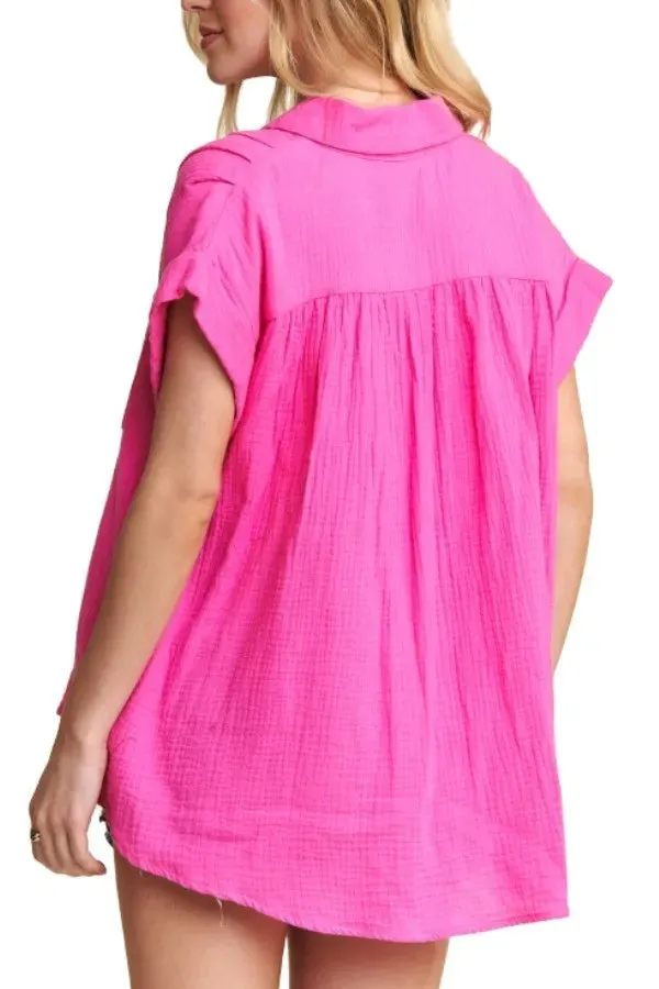 ADORA Button Down Solid Shirt W Pockets