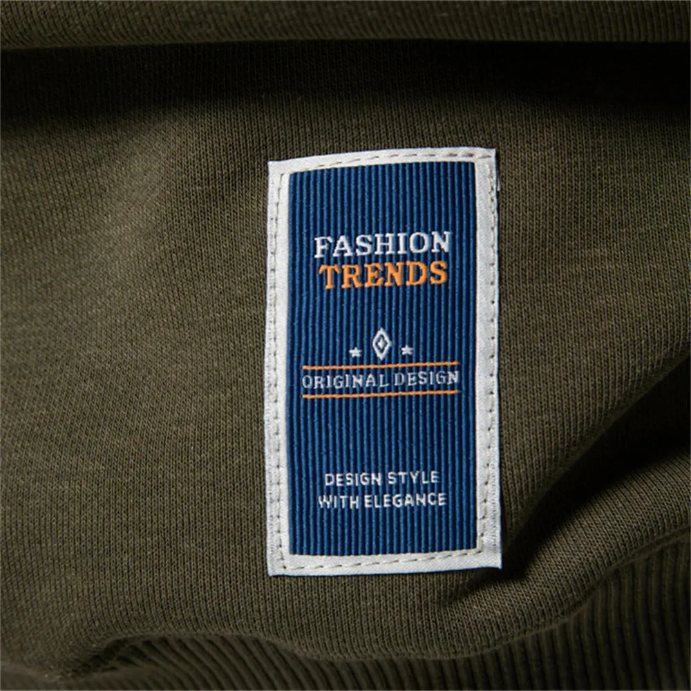 AIOPESON Cotton-Blend Men's Crew Neck Solid Color Sweatshirt