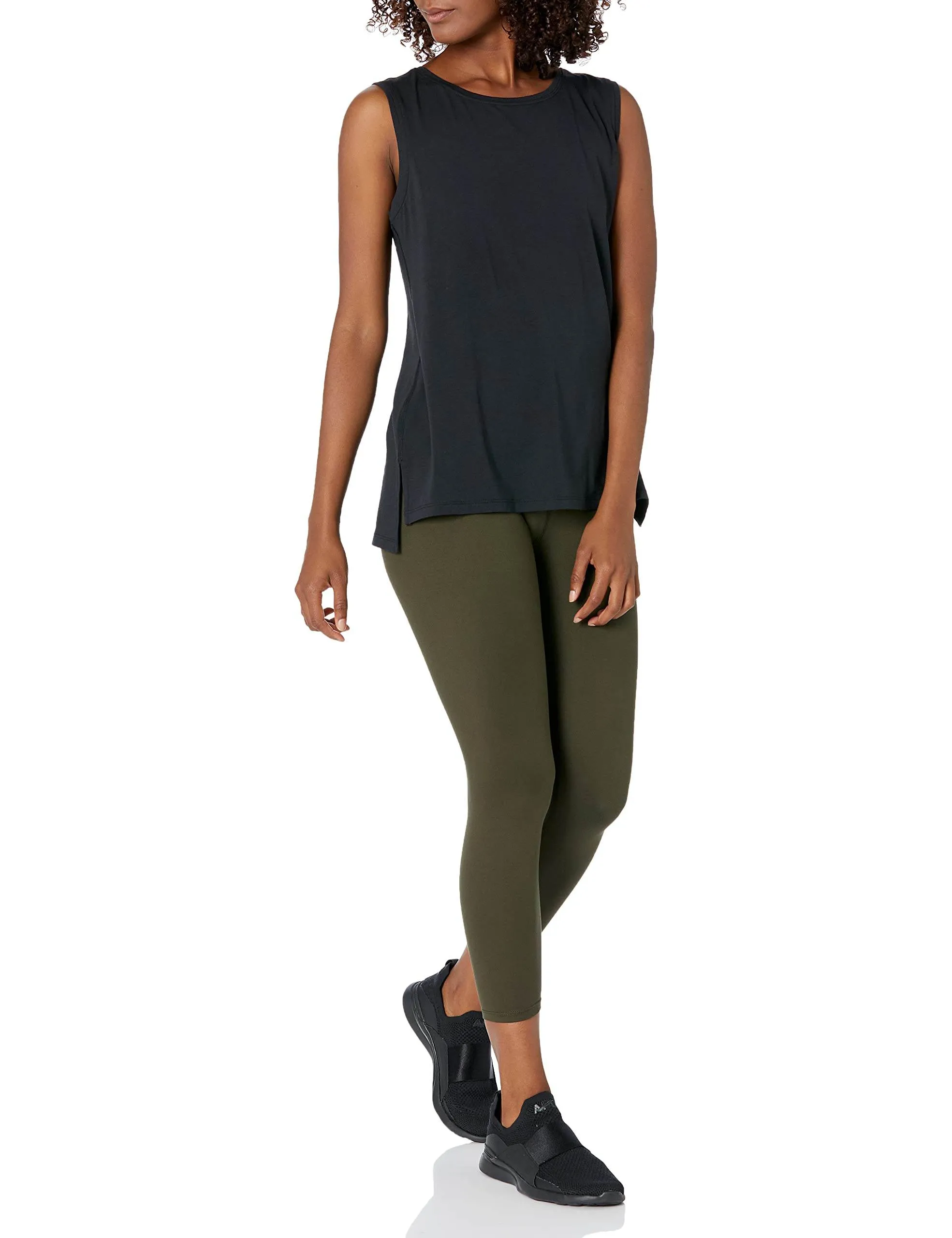 Amazon Essentials Women's Soft Cotton Relaxed-Fit Yoga Tank (Available in Plus Size) (Previously Core 10), Black, X-Large