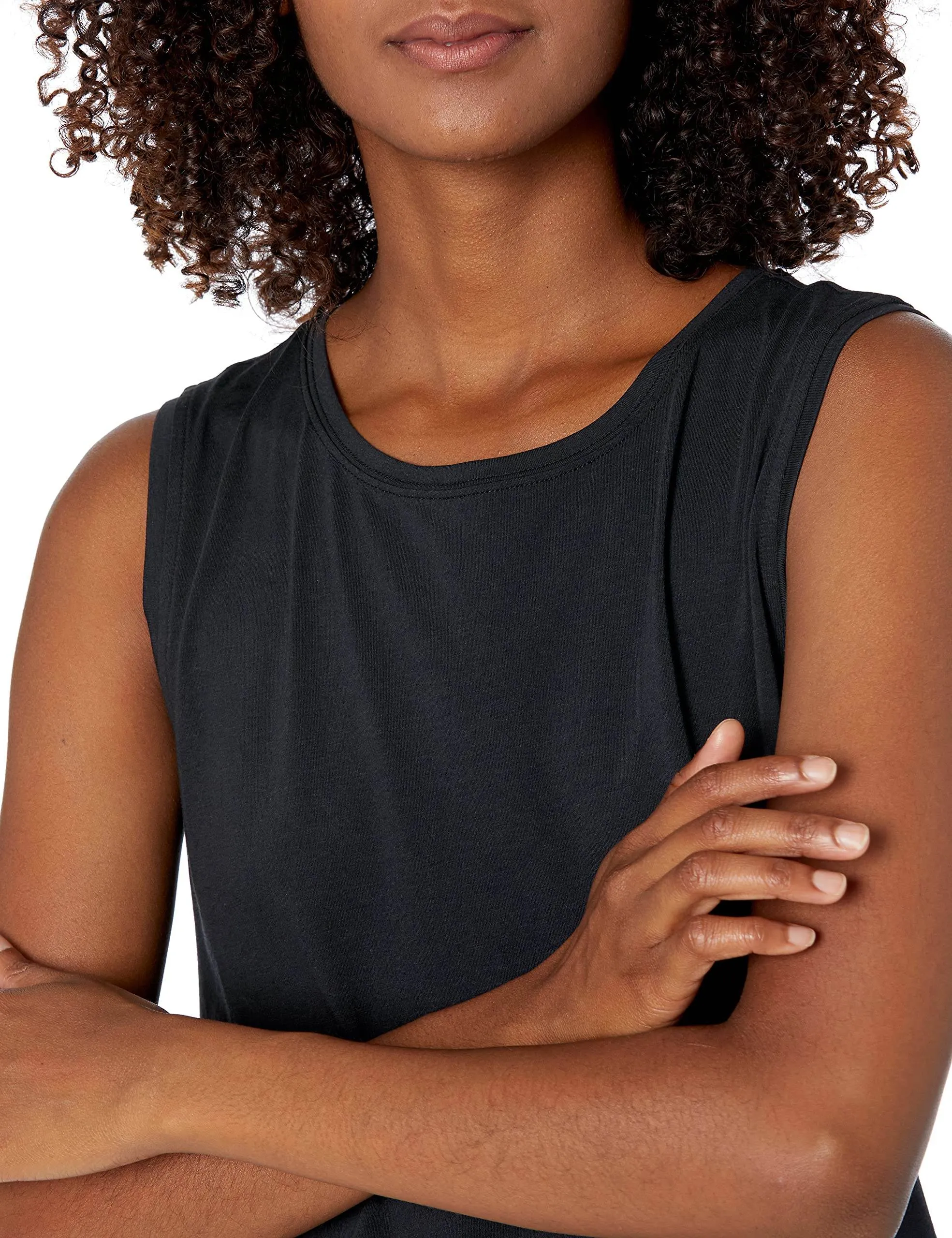 Amazon Essentials Women's Soft Cotton Relaxed-Fit Yoga Tank (Available in Plus Size) (Previously Core 10), Black, X-Large