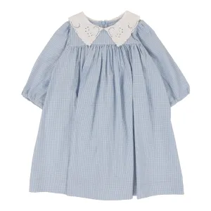 Analogie Windowpane Dress Three Quarter - Light Blue