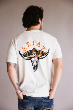 Ariat Mexicali Steerhead T-Shirt for Men in White | 10054829-ANTIQUEWHITE