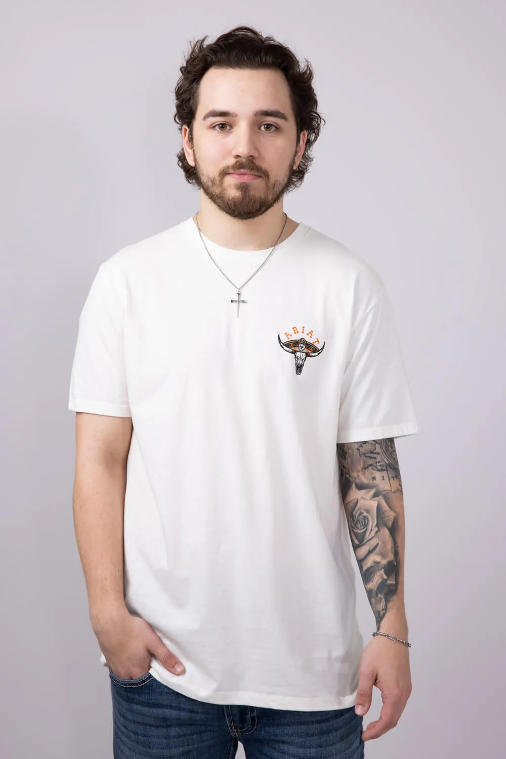 Ariat Mexicali Steerhead T-Shirt for Men in White | 10054829-ANTIQUEWHITE