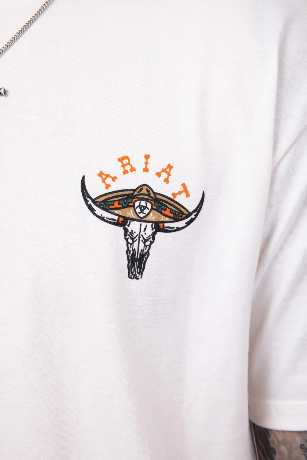 Ariat Mexicali Steerhead T-Shirt for Men in White | 10054829-ANTIQUEWHITE