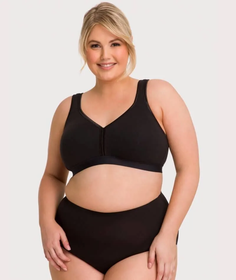 Ava & Audrey Faye Cotton Wire-free Support Bra 3 Pack - Black