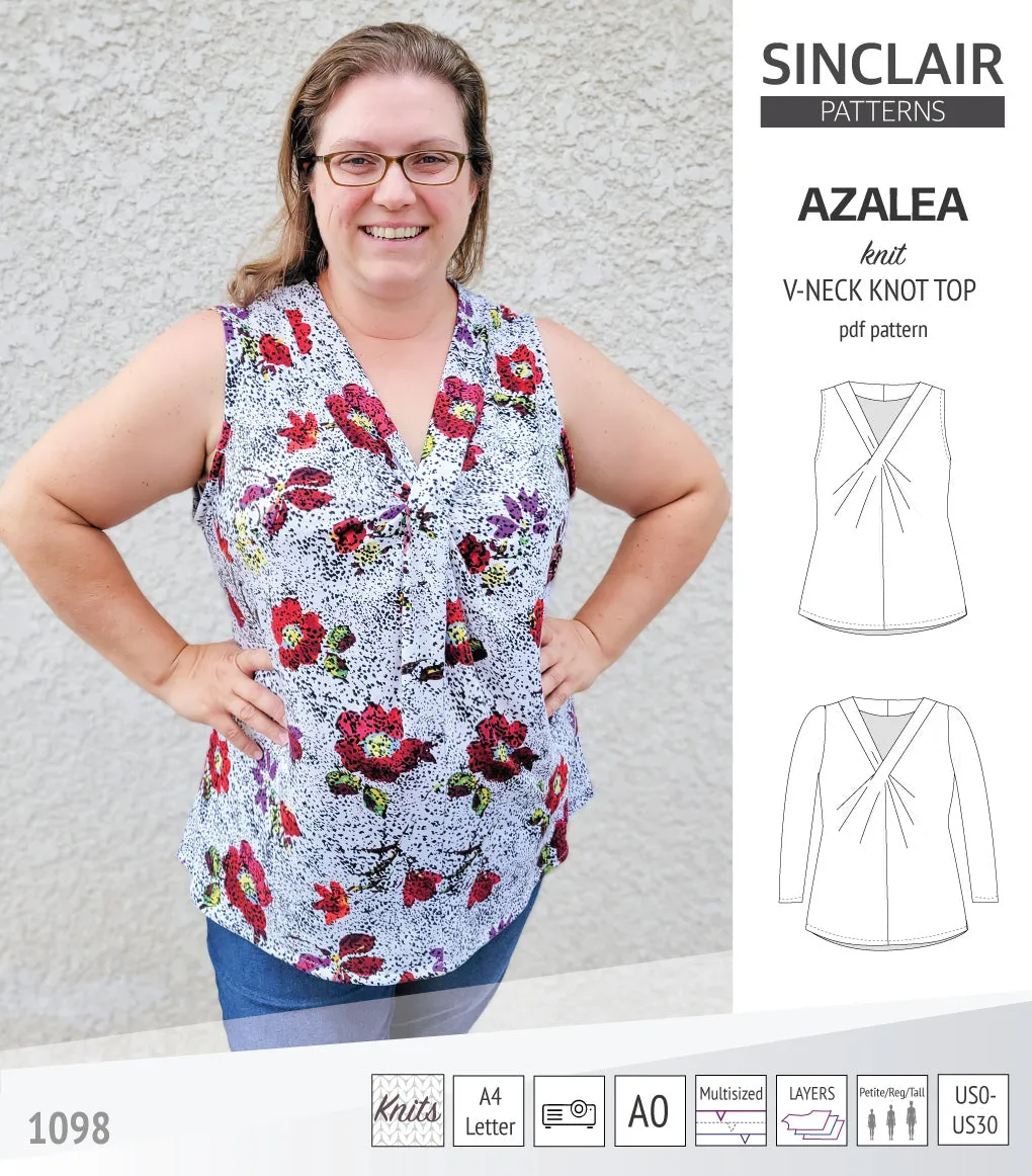 Azalea v-neck knot top for knit fabrics (PDF)