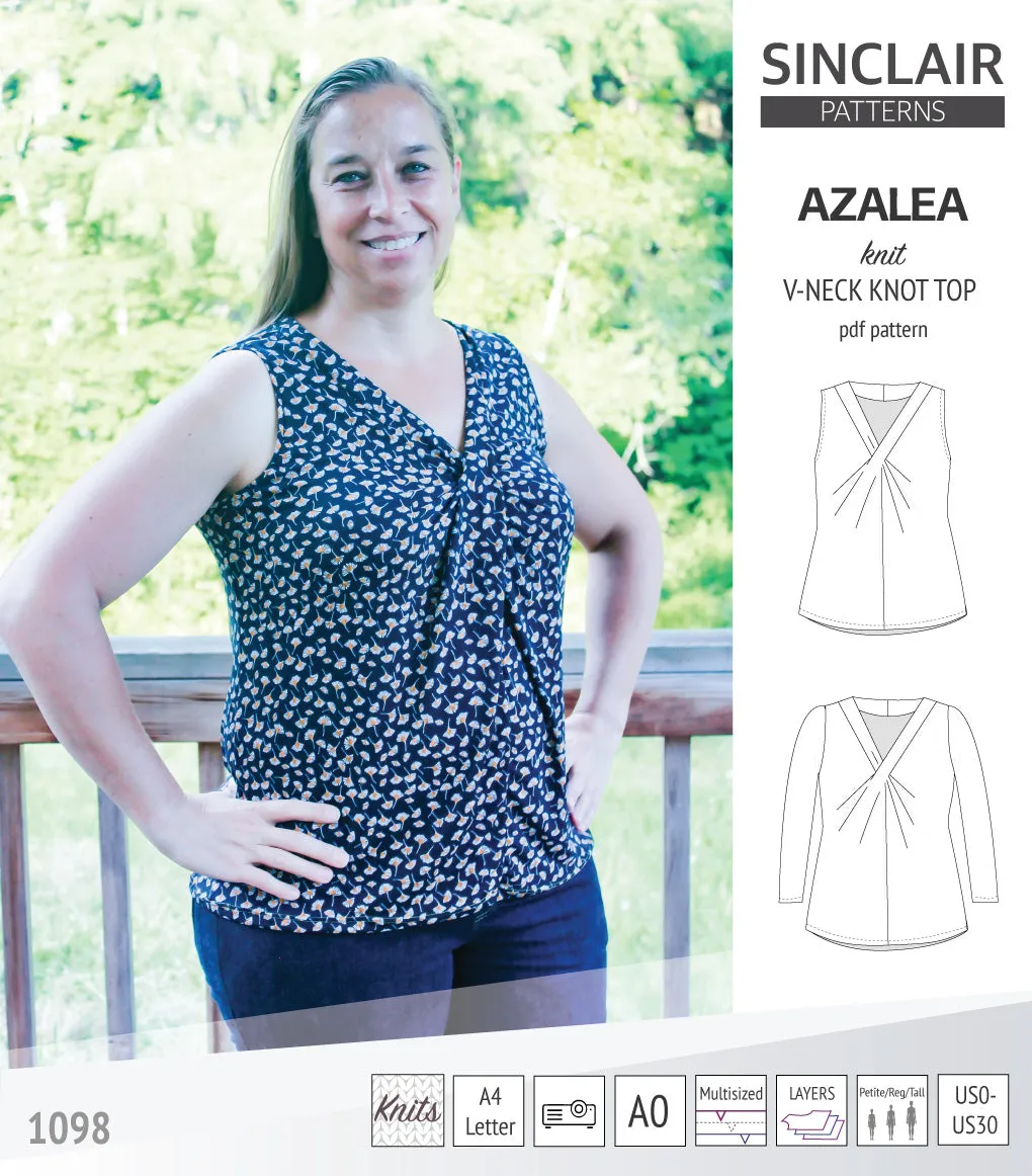 Azalea v-neck knot top for knit fabrics (PDF)