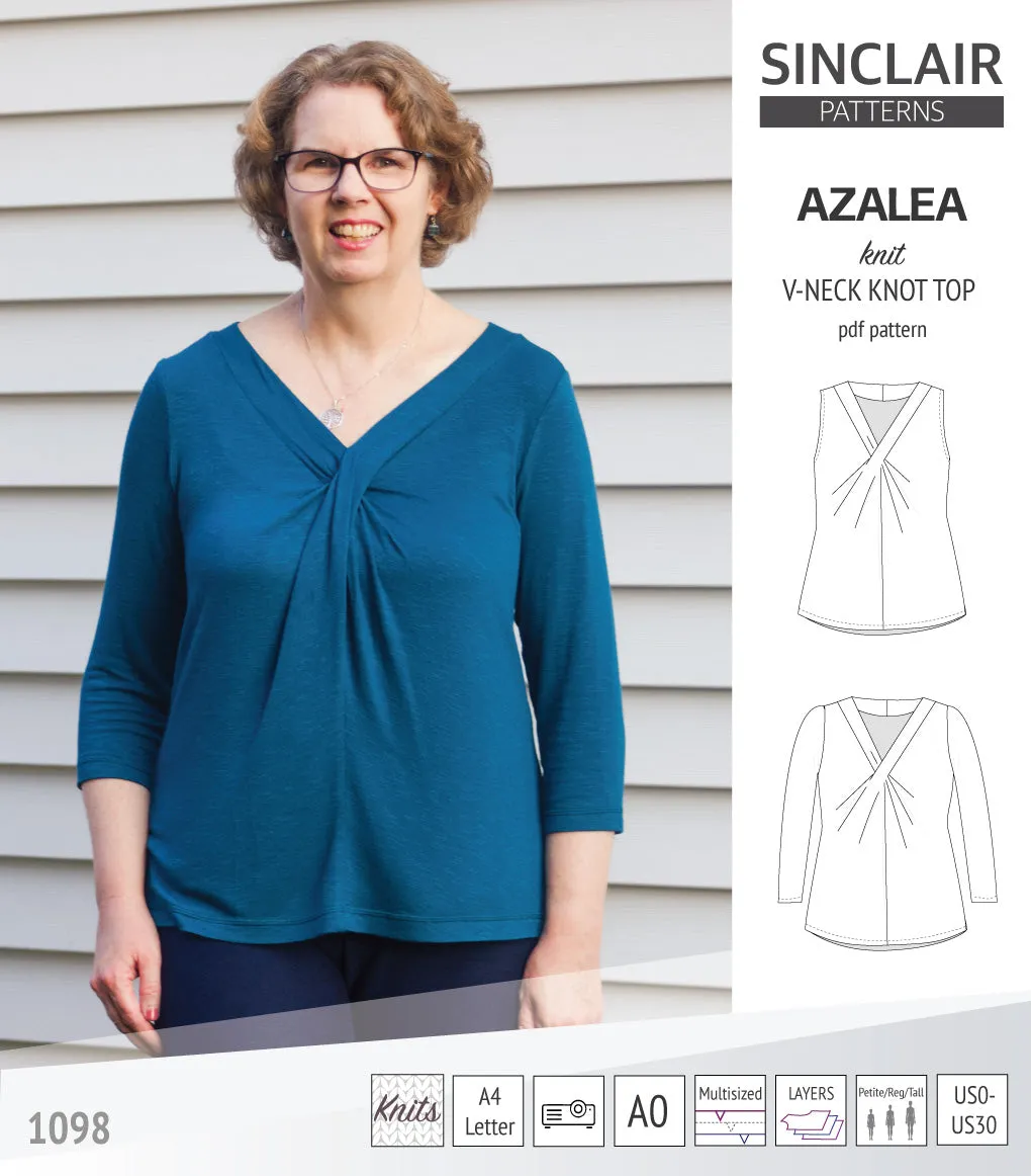 Azalea v-neck knot top for knit fabrics (PDF)
